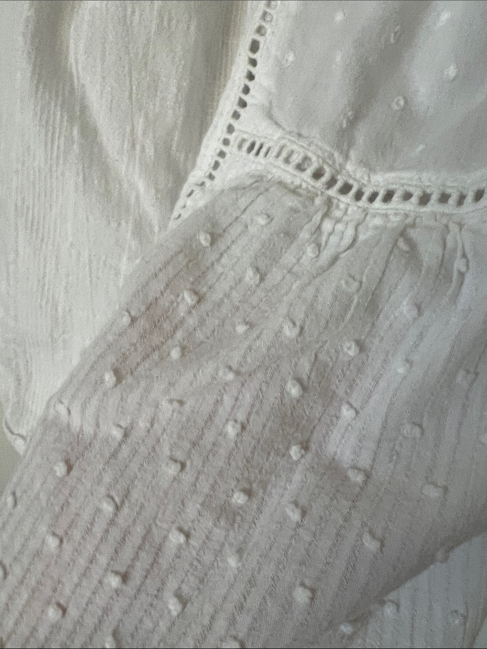 White Eyelet Button-Front Ruffle Strap Tank - Picture 9 of 10
